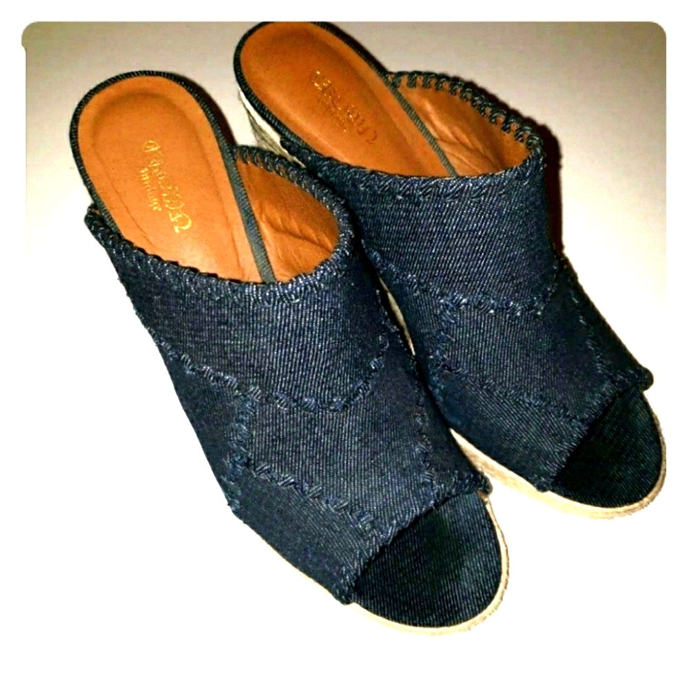 Denim wedge sandals
